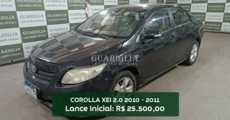 COROLLA XEI 2.0 completo em leilão com lance inicial de apenas R$ 25.500,00 com licenciamento digital em mãos