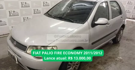 FIAT PALIO FIRE ECONOMY modelo 2012 em leilão com maior lance de R$ 13.500,00 e com ar-condicionado e direção hidráulica