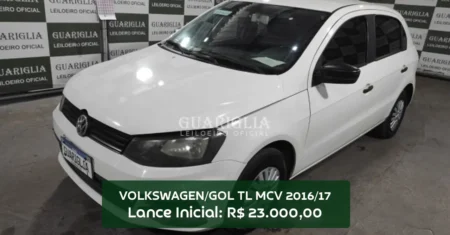 GOL TL MCV modelo 2017 completo em leilão com lance inicial de R$ 23.000,00 – Direção, Ar, Vidro, Trava e Manual do proprietário